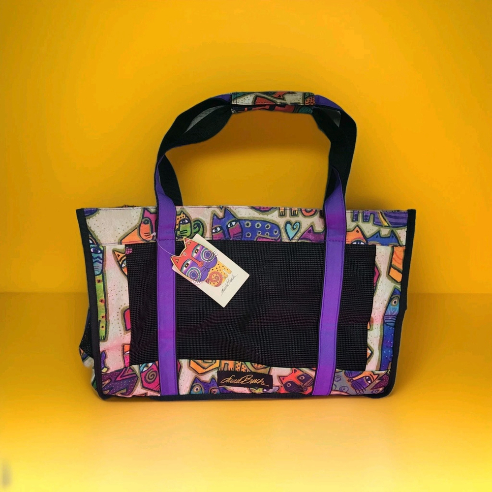 Laurel Burch Cat & Dog Carrier Art Tote Canvas Mesh Canvas Soft New with Tags